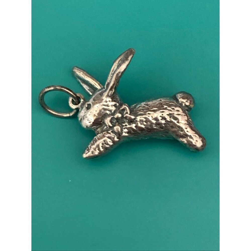 .925 Rabbit with Bow Vintage Sterling Silver Jewelry Charm #keepsake #Easter